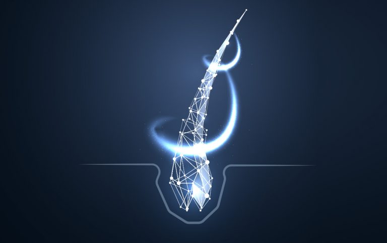 infographics showing a 3d hair follicle